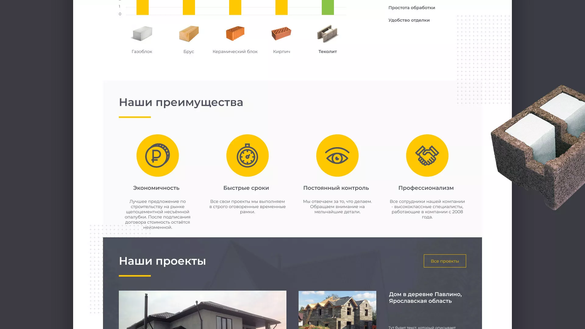 Создание сайта для строительной компании «ЭКОДОМ» в Дно